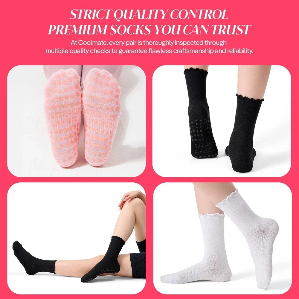 CoolMate Women's Pilates Grip Socks Non Slip Yoga Barre 4 Pairs 6-10 Fit - NWT